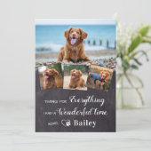 犬のペットのメモリアルカスタム4フォトコラージュ サンキューカード (スタンド正面)