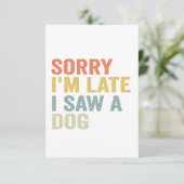 犬のペットのヴィンテージプレゼントを見て遅おもしろいれてごめんなさい サンキューカード (スタンド正面)