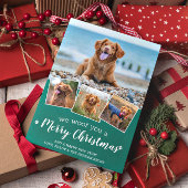 犬のペットの写真コラージュからのメリークリスマスおもしろい シーズンカード