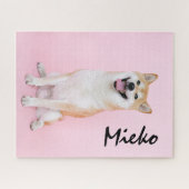 犬のペットの写真パーソナライズされた名Shibu Inu ジグソーパズル (横)