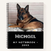 犬のペットの写真白黒 ノートブック (正面)