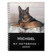 犬のペットの写真白黒 ノートブック (正面)