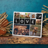 犬のペットの愛ハートの手の写真コラージュ フォトプラーク (側面)