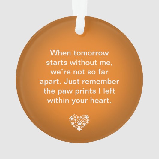 犬のペットの詩の写真オレンジ記念記念キープサケ オーナメント (裏面)