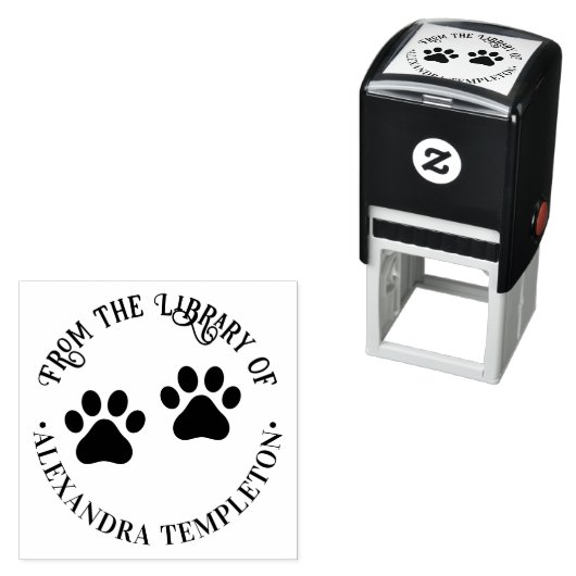 犬のペットの足跡 「図書館から」名前 セルフインキングスタンプ (インサイチュ)