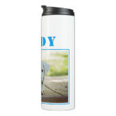 犬のペットの青の名前と写真パーソナライズされた タンブラー (回転右)