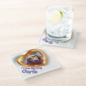 犬のペットハートが大好白熱［赤熱］光を放つき ガラスコースター (アングル)