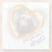 犬のペットハートが大好白熱［赤熱］光を放つき ガラスコースター (裏面)