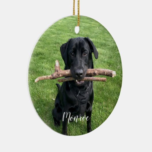 犬のペットパーソナライズされたの名前と写真の休日 セラミックオーナメント (右)