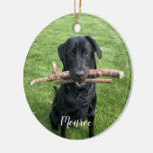 犬のペットパーソナライズされたの名前と写真の休日 セラミックオーナメント (左)