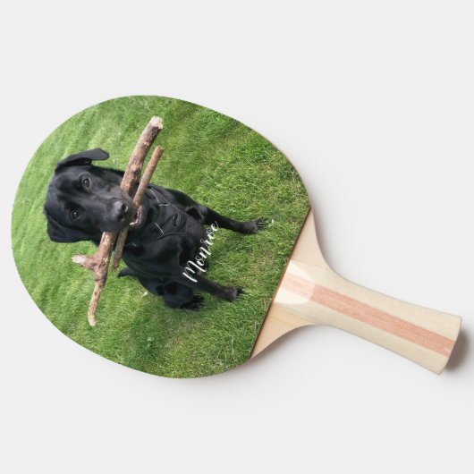 犬のペットパーソナライズされたの名前と写真 卓球ラケット (横)