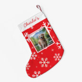 犬のペットパーソナライズされた写真クリスマススノーフレーク スモールクリスマスストッキング (裏面 (吊り時))
