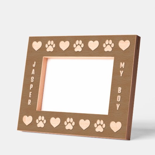 犬のペットパーソナライズされた名手プリントハート レーザー彫刻フレーム (左)