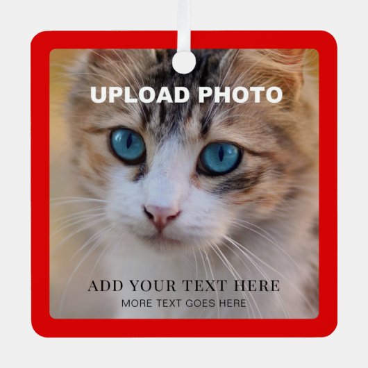 犬のペット写真をアップロードして両面デザインのスクエアを作成 メタルオーナメント (正面)