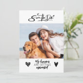 犬のペット写真を使ったラスティックな結婚式の招待状 黒 結婚式 招待状 (スタンド正面)