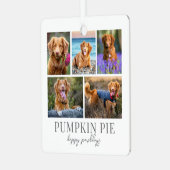 犬のペット写真クリスマス メタルオーナメント (正面左)