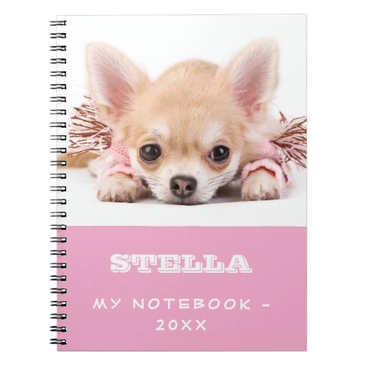 犬のペット写真ピンクの白い女の子 ノートブック (正面)