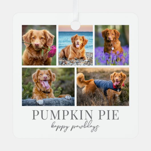 犬のペット写真 クリスマス メタルオーナメント (正面)