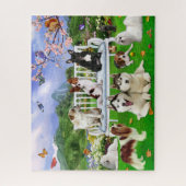 犬のペット動物は犬の動物と一緒に風景 ジグソーパズル (縦)