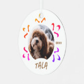 犬のペット名フォトスノーフレッカラフルク メタルオーナメント (正面左)