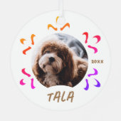 犬のペット名フォトスノーフレッカラフルク メタルオーナメント (裏面)