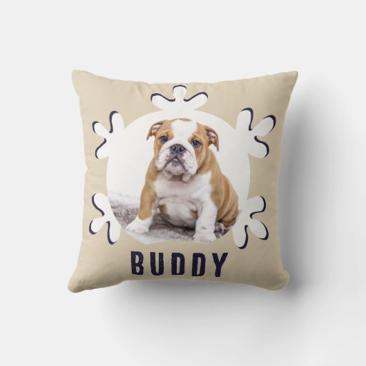 犬のペット名フォトスノーフレーク クッション (裏面)