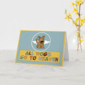 犬のペット天国悔やみや弔慰グリーティングカード カード (黄色い花)