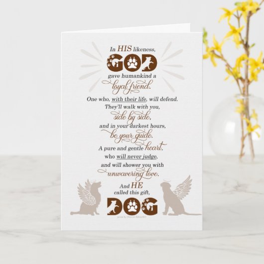 犬のペット悔やみや弔慰忠実な友人の神の贈り物 カード (黄色い花)