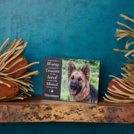 犬のペット記念ギフト – ペット悔やみや弔慰ギフト – ペットロス フォトプラーク (側面)