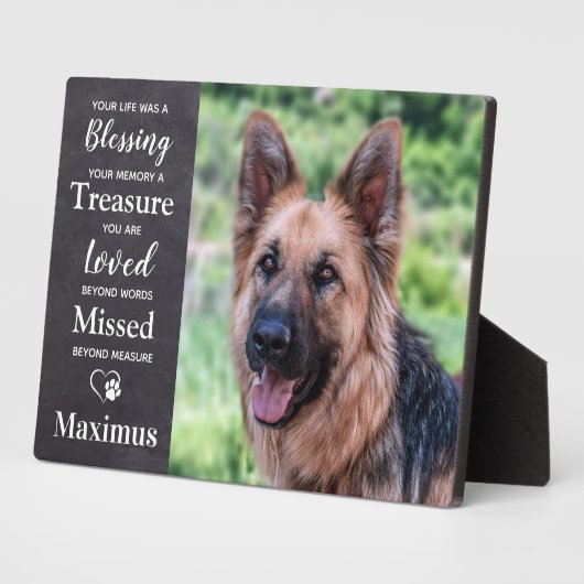 犬のペット記念ギフト – ペット悔やみや弔慰ギフト – ペットロス フォトプラーク (側面)