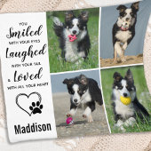 犬のペット記念碑 – 記念写真コラージュ フリースブランケット