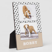 犬のペット足跡2枚の写真コラージュ記念品 フォトプラーク (側面)