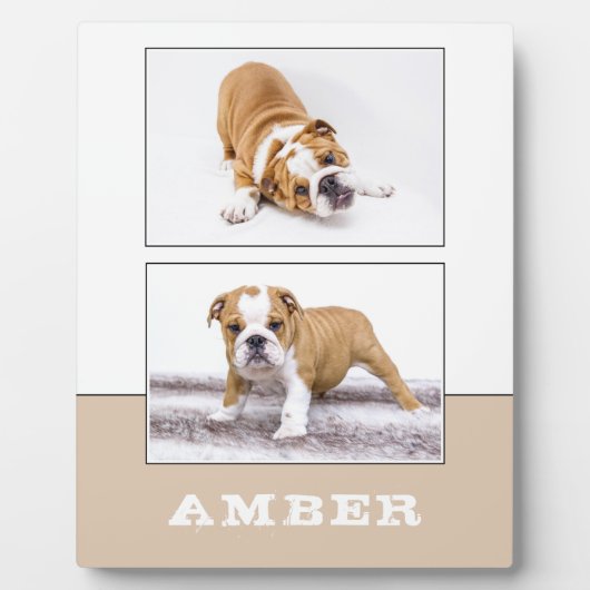 犬のペット2枚の写真コラージュ記念品 フォトプラーク (正面)