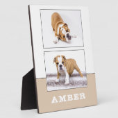 犬のペット2枚の写真コラージュ記念品 フォトプラーク (側面)