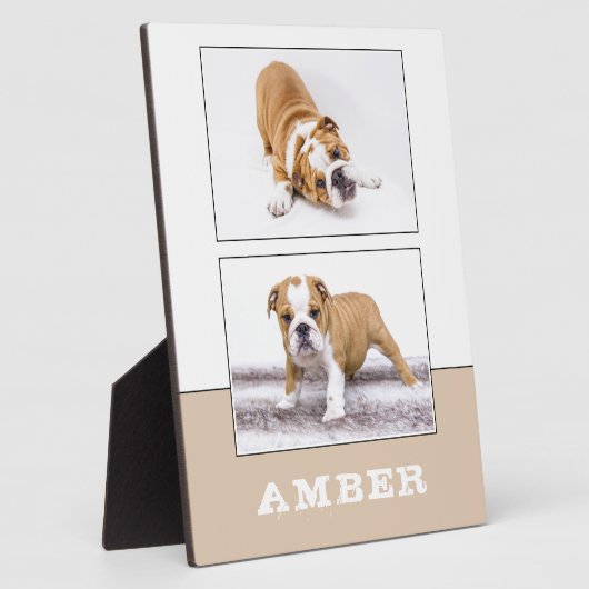犬のペット2枚の写真コラージュ記念品 フォトプラーク (側面)