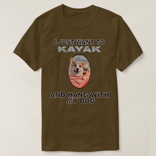 犬のペムクつるクウェルシュコーギーをカヤックしたい Tシャツ (デザイン正面)