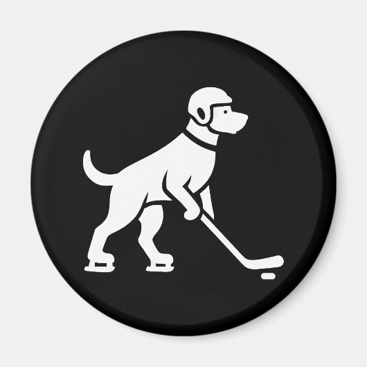 犬のホッケー選手のシルエット マグネット (正面)