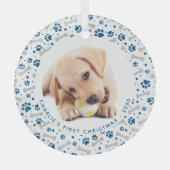 犬のホリデーポープリントパーソナライズされた2 Pet写真 ガラスオーナメント (正面)