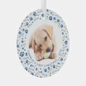 犬のホリデーポープリントパーソナライズされた2 Pet写真 ガラスオーナメント (正面右)