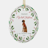 犬のボクサーと初めてのクリスマス セラミックオーナメント (右)