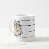 犬のポメラニア犬絵画ズシープラップコーヒーマグ コーヒーマグカップ (正面左)