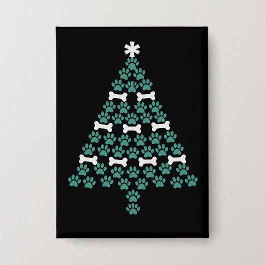 犬のポーのクリスマスツリーかわいいクリスマスギフトパピー恋人 缶バッジ (正面)