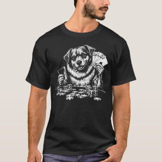 犬のポーカー イラスト カジノ ギャンブラー Tシャツ