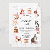 犬のポーティ誕生日 招待状 (正面/裏面)