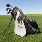 犬のポートレートかわいいドイツの羊飼いの子犬の名前 ゴルフタオル (グリーン)