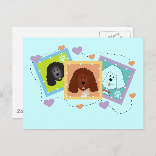 犬のポートレートのTシャツおよびギフト ポストカード (正面/裏面)