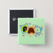 犬のポートレートのTシャツおよびギフト 缶バッジ (正面&裏面)