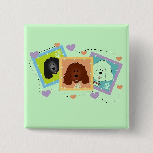 犬のポートレートのTシャツおよびギフト 缶バッジ (正面)