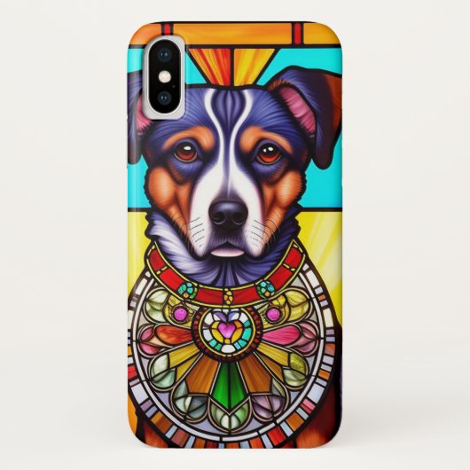 犬のポートレートを使ったステンドグラス Case-Mate iPhoneケース (裏面)