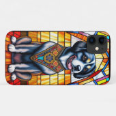 犬のポートレートを使ったステンドグラス Case-Mate iPhoneケース (裏面(横))